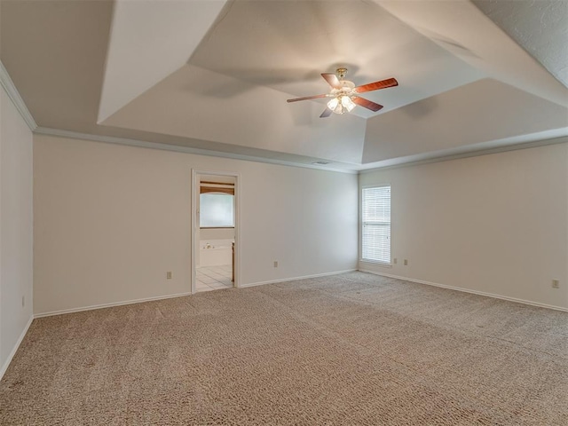 16632 Parkhurst Rd, Edmond, OK 73012 - carpeted spare room featuring ceiling fan, a raised ceiling, and lofted ceiling