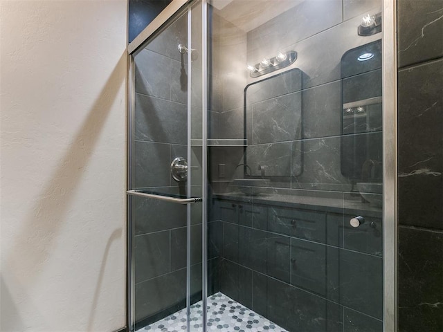 bathroom featuring a shower stall