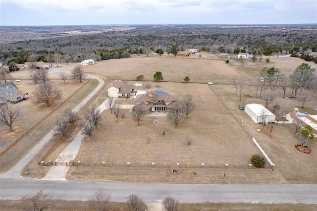 aerial view featuring a rural view