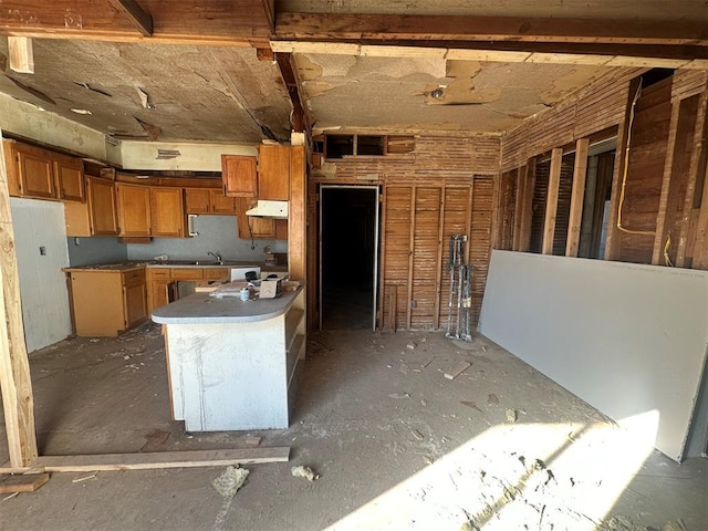 kitchen featuring a sink and brown cabinets