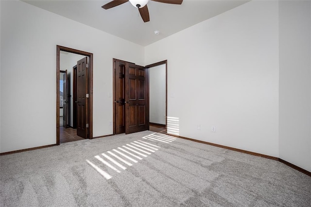 3520 SW 123rd Pl, Oklahoma City, OK 73170 - unfurnished bedroom with carpet, baseboards, ceiling fan, and connected bathroom