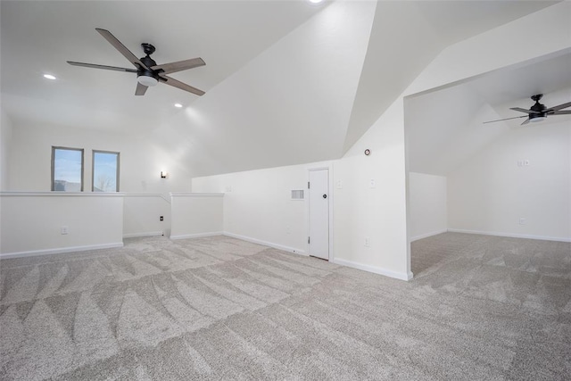 3520 SW 123rd Pl, Oklahoma City, OK 73170 - additional living space featuring vaulted ceiling, recessed lighting, carpet, and baseboards