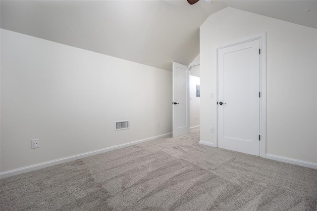 3520 SW 123rd Pl, Oklahoma City, OK 73170 - bonus room featuring lofted ceiling, carpet, visible vents, and baseboards