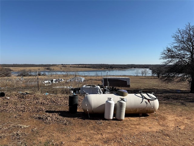 view of yard with a water view