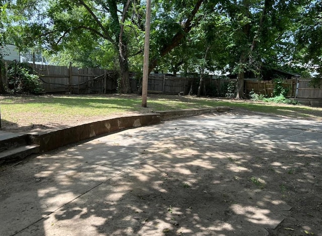 view of yard featuring a patio area and a fenced backyard