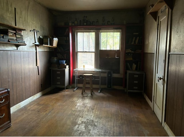 office space with hardwood / wood-style flooring