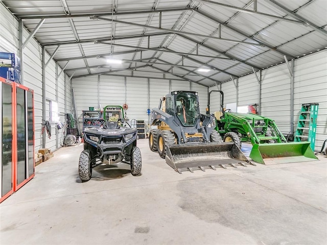 garage with metal wall