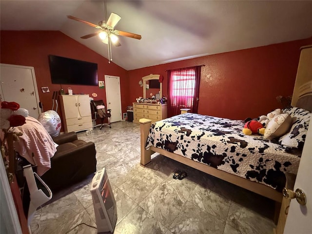 505 SE 18th St, Oklahoma City, OK 73129 - bedroom featuring vaulted ceiling and a ceiling fan