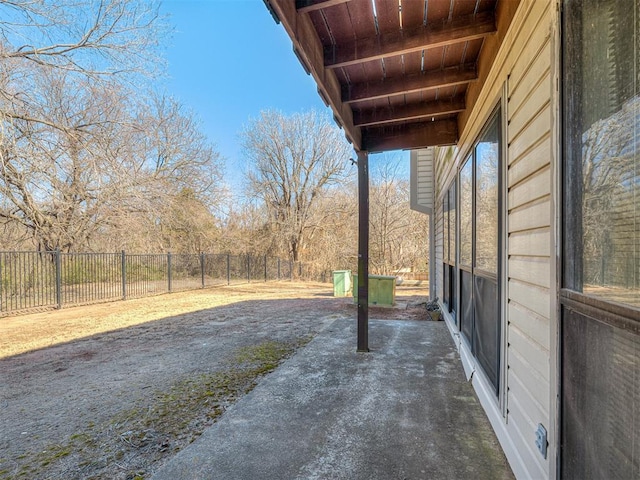 view of yard with a fenced backyard and a patio