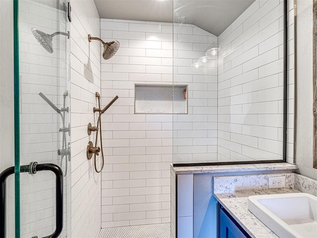 full bathroom featuring a shower stall