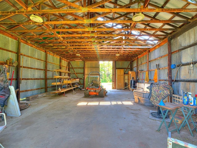 garage featuring metal wall