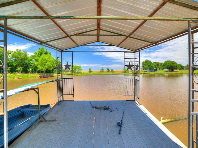 view of dock featuring a water view