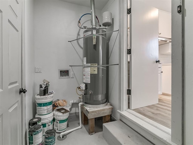 utility room with water heater