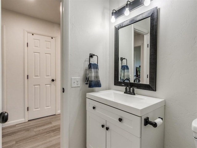 bathroom featuring wood finished floors and vanity