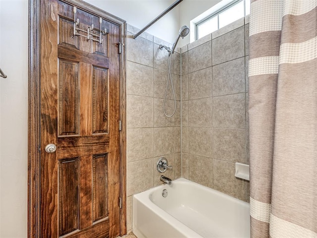 full bath featuring shower / bath combination with curtain