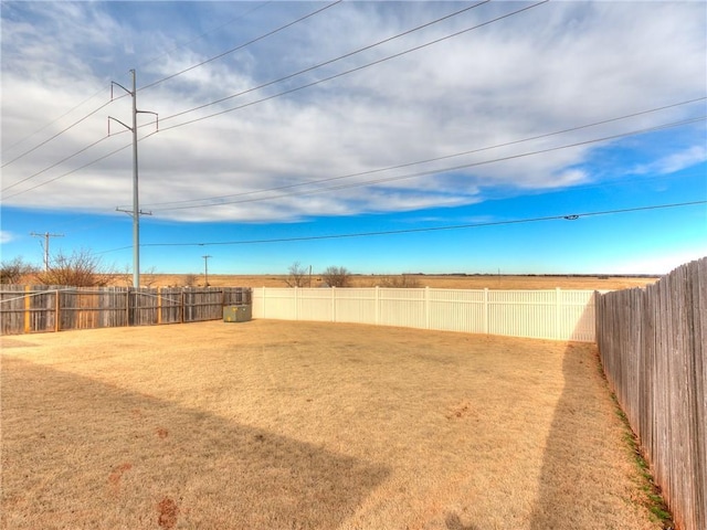 view of yard with a fenced backyard