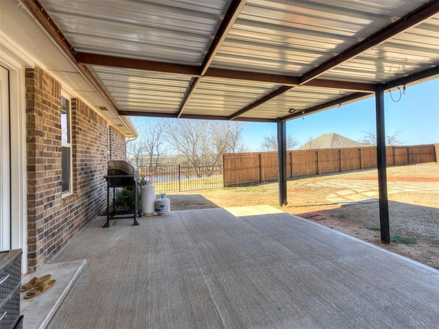 view of patio / terrace featuring fence and area for grilling