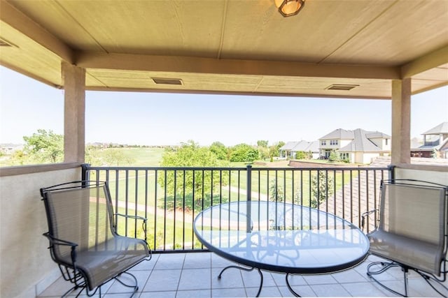 balcony with a residential view and visible vents