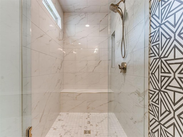 bathroom featuring a stall shower