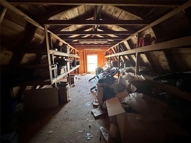 view of unfinished attic