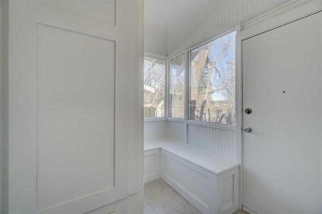 interior space featuring light tile patterned floors