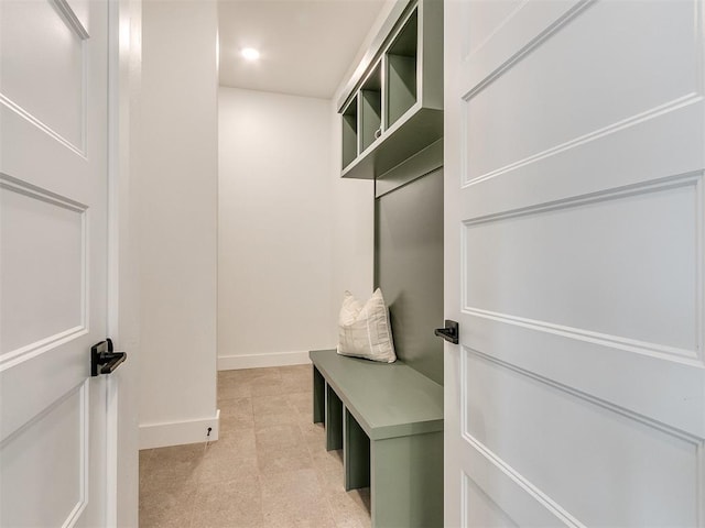 mudroom with baseboards