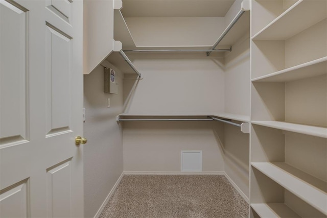 walk in closet with carpet