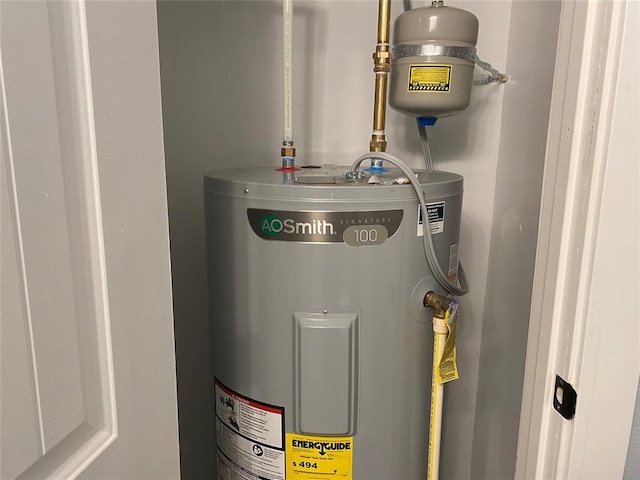 utility room with water heater