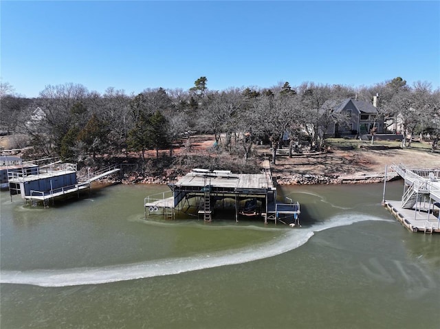 dock area with a water view