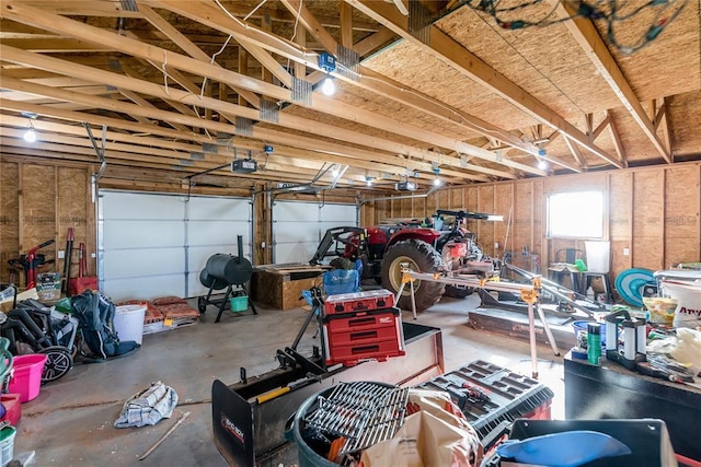 garage with a garage door opener