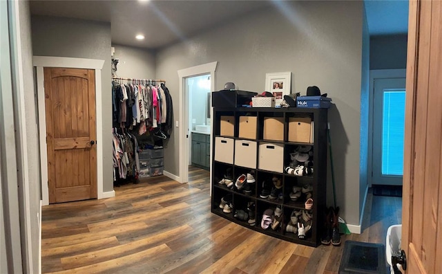 spacious closet featuring wood finished floors