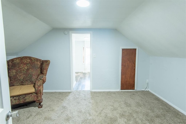 709 S Broadway, Geary, OK 73040 - additional living space featuring baseboards, lofted ceiling, and carpet flooring