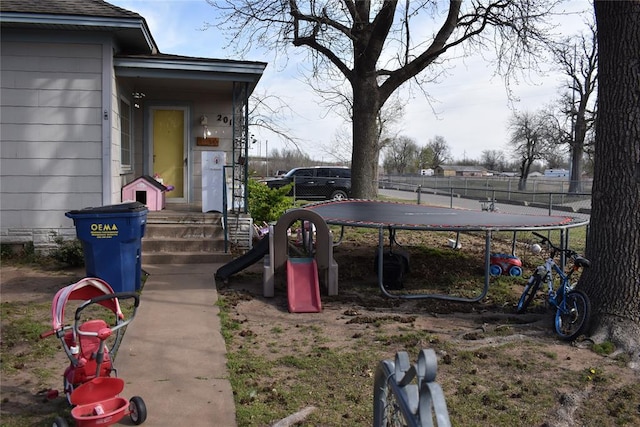 201 N Williams Ave, El Reno, OK 73036 - view of yard with fence and a trampoline