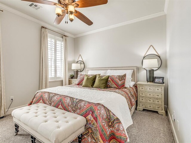 39 Boulevard, Carlton Landing, OK 74432 - bedroom with visible vents, ornamental molding, and light colored carpet