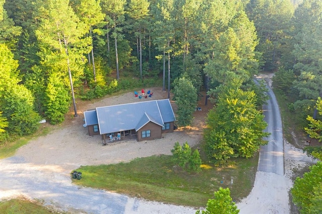 drone / aerial view with a forest view