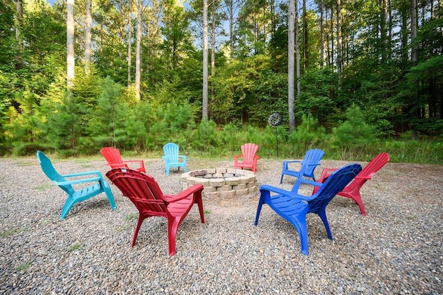 view of patio / terrace with an outdoor fire pit