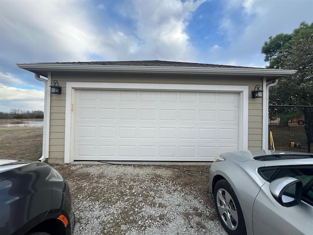 view of detached garage