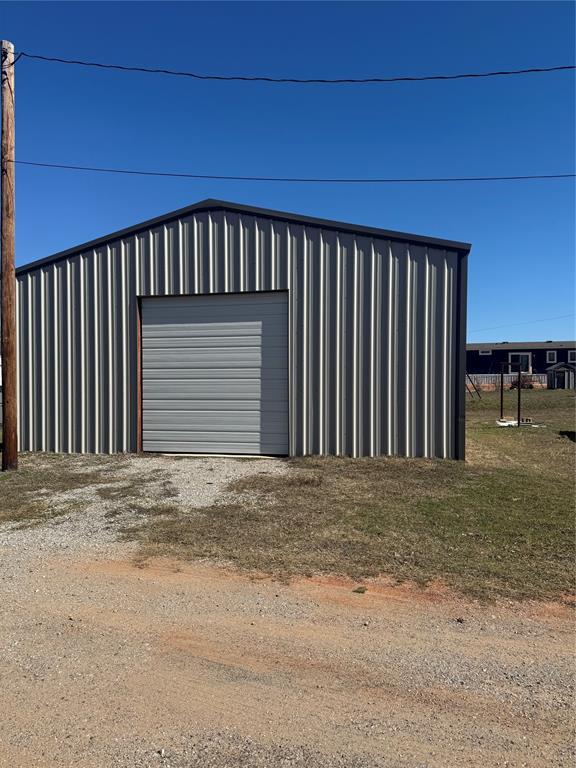 view of detached garage