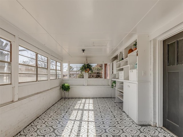 view of unfurnished sunroom