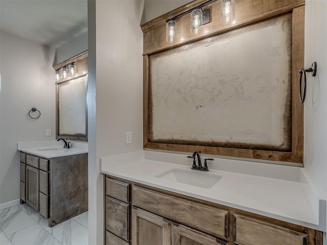 10124 Gentry Xing, Oklahoma City, OK 73169 - bathroom with vanity and marble finish flooring