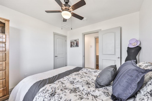 bedroom with a ceiling fan