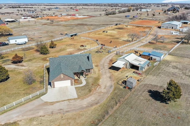 aerial view featuring a rural view