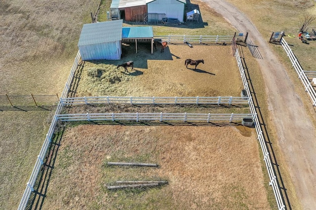 aerial view with a rural view