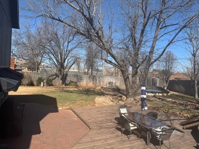 view of patio / terrace featuring outdoor dining area and a fenced backyard