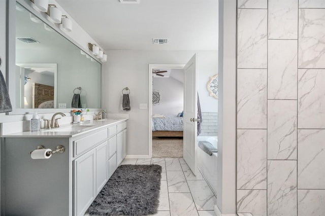 full bathroom with a sink, visible vents, and ensuite bath