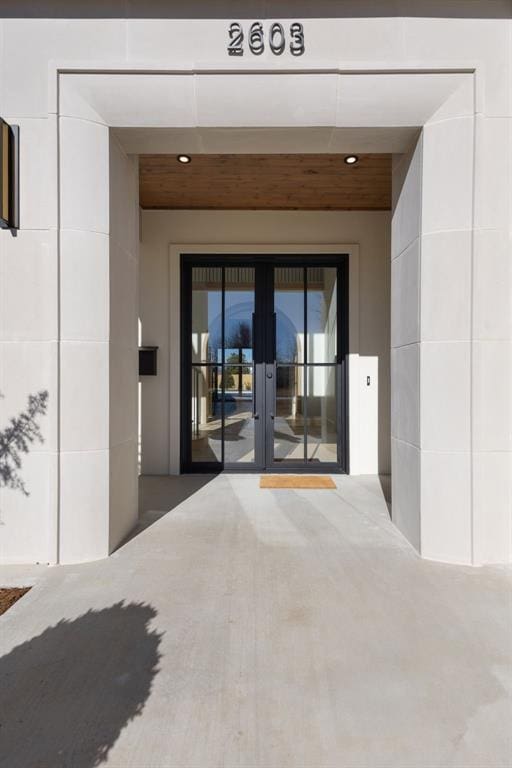 doorway to property with french doors