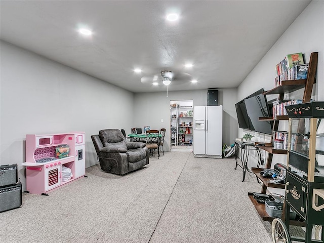 game room featuring recessed lighting