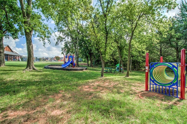 view of yard featuring playground community