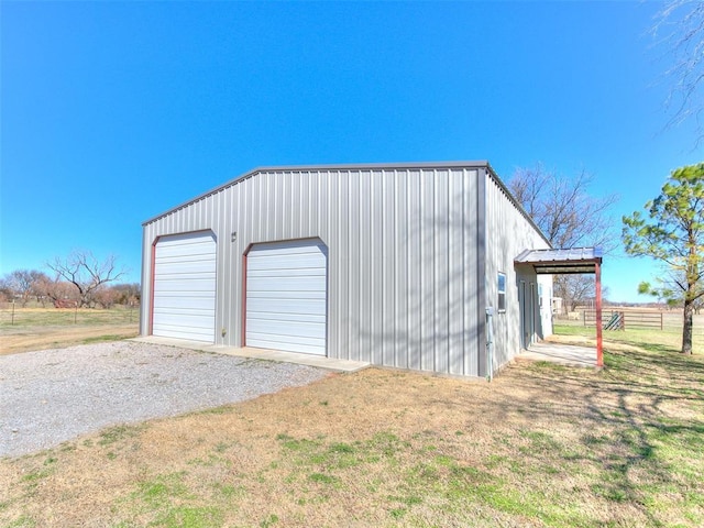 view of detached garage