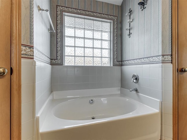 bathroom featuring a garden tub